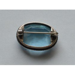 brosa vintage argint cristal blue