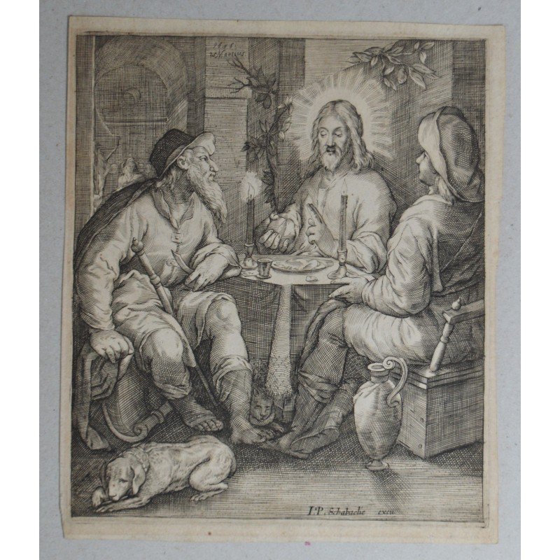 Jacob Matham "Cina de la Emmaus" gravura 1648 - 1656
