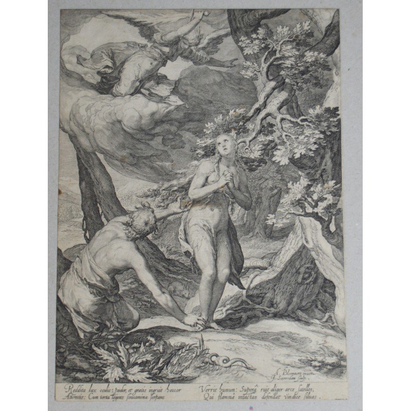 Abraham Bloemaert Adam si Eva gravura 1604