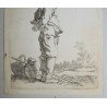 Abraham Bloemaert "Barbat cu toiag" gravura veche