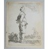 Abraham Bloemaert Barbat cu toiag gravura veche