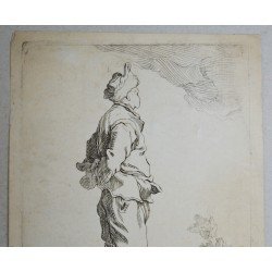 Abraham Bloemaert "Barbat cu toiag" gravura veche