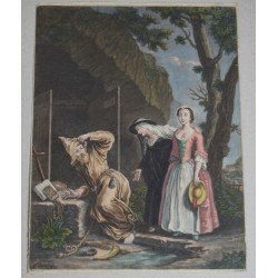 Nicolas Vleughels The Monk Surpriz'd mezzotinta cca 1766
