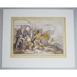James Gillray "Physical Aid" gravura satirica despre Napoleon 1803