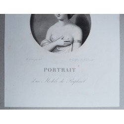Portret dupa un model de Rafael gravura veche sec 19