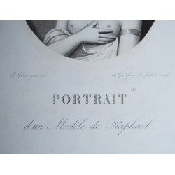 Portret dupa un model de Rafael gravura veche sec 19