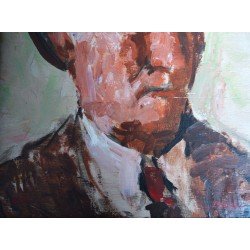 Otto Briese (1889-1963) - autoportret- ulei pe placaj- datat 1960