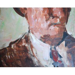 Otto Briese (1889-1963) - autoportret- ulei pe placaj- datat 1960