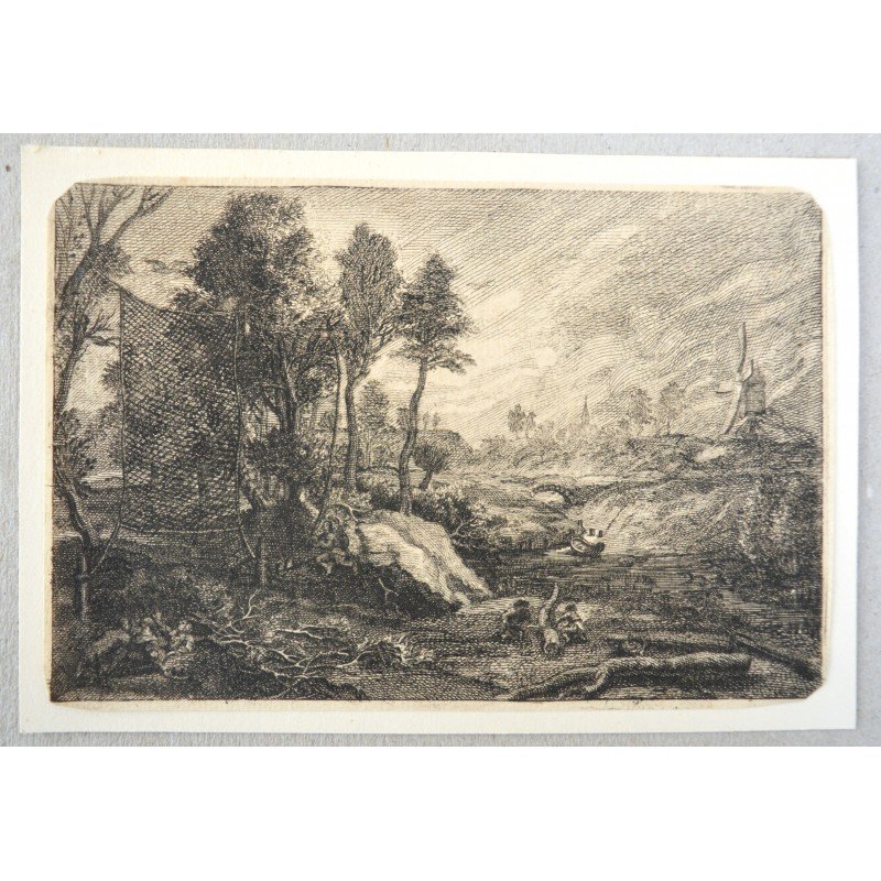 Peter Paul Rubens. "Capcana pentru pasari" gravura veche
