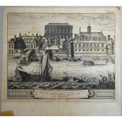 Pieter van der Aa "Vedere inspre Whitehall" gravura veche 1707