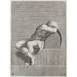 Adamo Scultori "Figura din Capela Sixtina" gravura veche 1547-1587