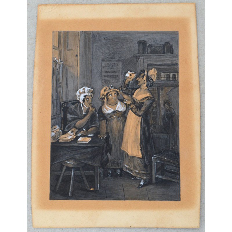 "Scene in the Post Office" tehnica mixta sec 19