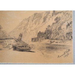 Ernest Watts "Rownham Ferry near Bristol" desen 1898