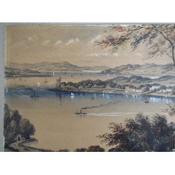 Acuarela veche "Cork river & Blackrock Castle from above the Glanmire Road"