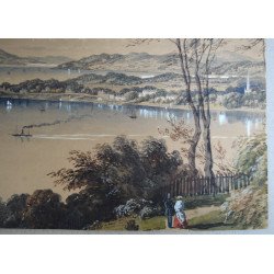 Acuarela veche "Cork river & Blackrock Castle from above the Glanmire Road"