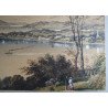 Acuarela veche "Cork river & Blackrock Castle from above the Glanmire Road"