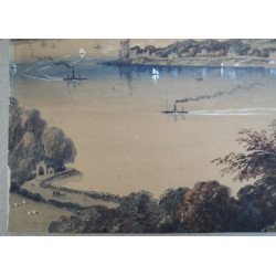 Acuarela veche "Cork river & Blackrock Castle from above the Glanmire Road"