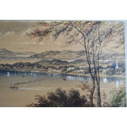 Acuarela veche "Cork river & Blackrock Castle from above the Glanmire Road"