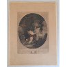 Jean-Honoré Fragonard "Le Serment D'Amour" gravura veche 1786