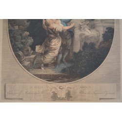 Jean-Honoré Fragonard "Le Serment D'Amour" gravura veche 1786