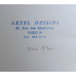 Acuarela design pentru imprimare textila Artel Dessins Franta cca 1970