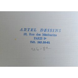 Acuarela design pentru imprimare textila Artel Dessins Franta cca 1970