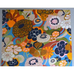 Suzanne Heintz design model floral pentru imprimeuri textile acuarela cca 1970
