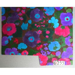 "Thouviot de Coninck & co" design model floral pentru imprimeuri textile acuarela cca 1970