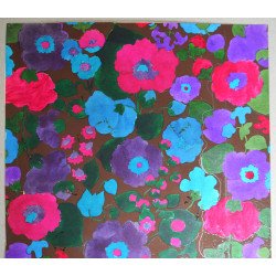 "Thouviot de Coninck & co" design model floral pentru imprimeuri textile acuarela cca 1970