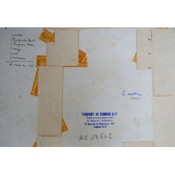 "Thouviot de Coninck & co" design model floral pentru imprimeuri textile acuarela cca 1970