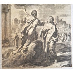 Matthias Scheits "Viziunea lui Ieremia despre o oală care fierbe" gravura veche 1672