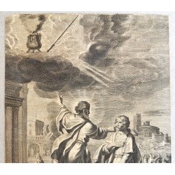 Matthias Scheits "Viziunea lui Ieremia despre o oală care fierbe" gravura veche 1672