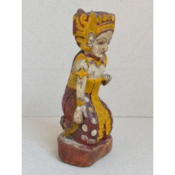 "Pratima" veche statueta de cult din lemn policrom Bali Indonezia cca 1920-1950