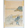 "Personaj la malul marii" xilogravura Japonia cca 1850