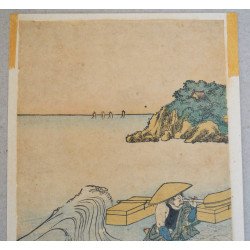 "Personaj la malul marii" xilogravura Japonia cca 1850