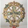 Cruce de binecuvantare lemn sculptat si pictat sec 19