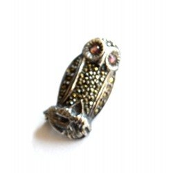 bufnita argint marcasite rubine brosa veche