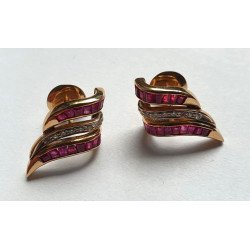 cercei aur 18k diamante rubine