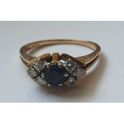 inel aur safir diamante